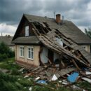 Сильный ветер повредил крышу жилого дома в Курыке Сильный ветер повредил крышу жилого дома в Курыке